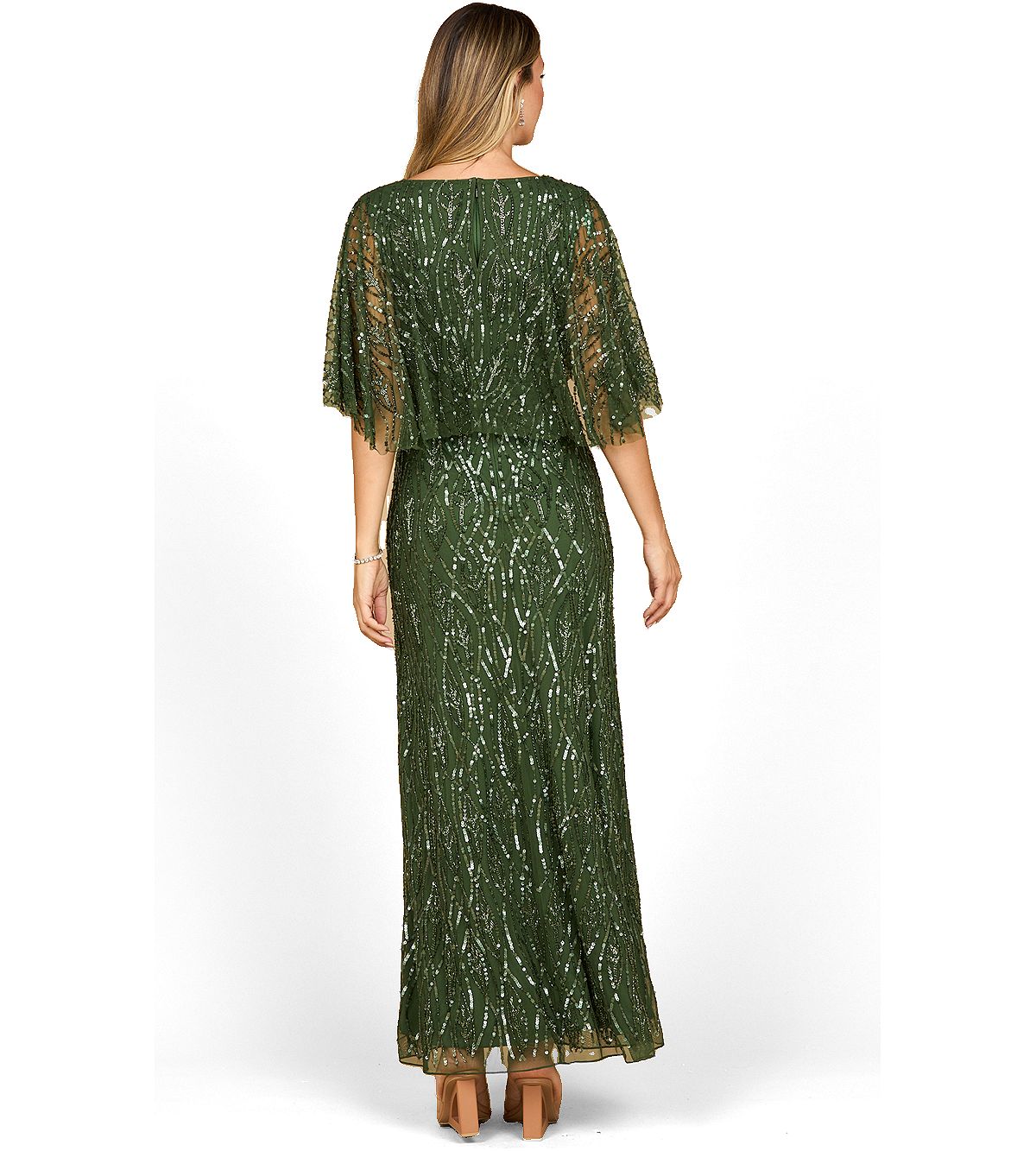 Lara Women's Beaded Gown with Half Cape view 2 — MAYCSS fashion products
