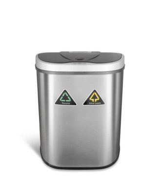  Dual Compartment Motion Sensor Trash Can 18.5 Gallon Semi-Round Stainless Steel
