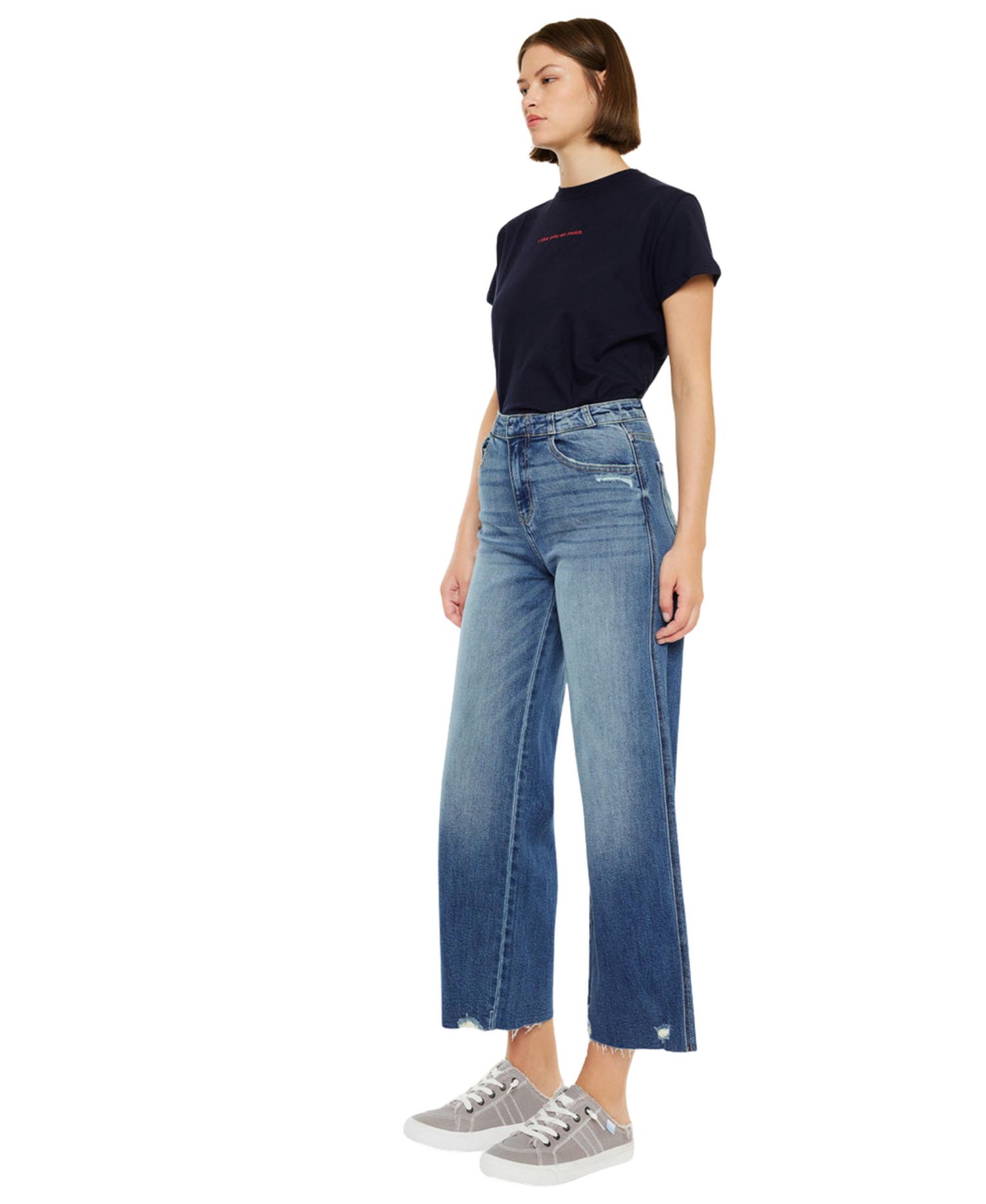Women's Shelly High Rise Cropped Wide Leg Jeans