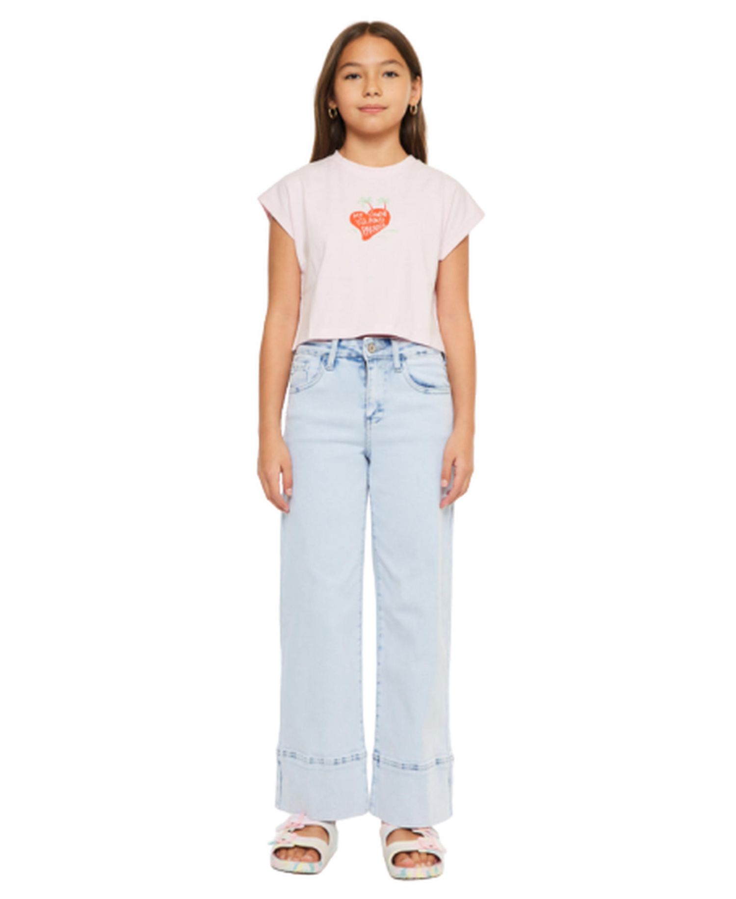 Big Girls USA Kassie High Rise Crop Wide Leg Jeans