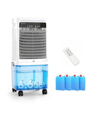 Portable Evaporative Air Cooler with 19L Water Tank, 3-Speed Swamp Cooler for Dry Climates, Space-Saving Floor Fan for Home,