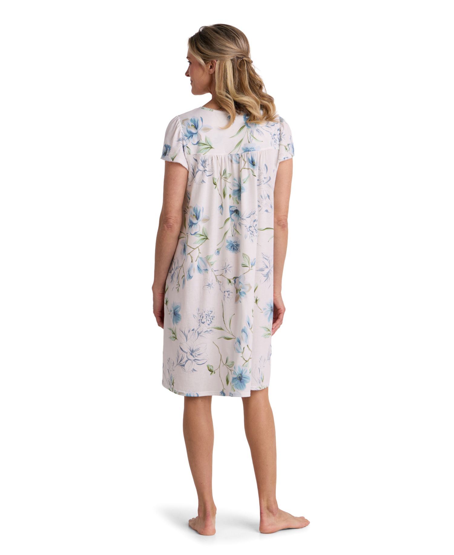 Petite Short-Sleeve Printed Short Gown