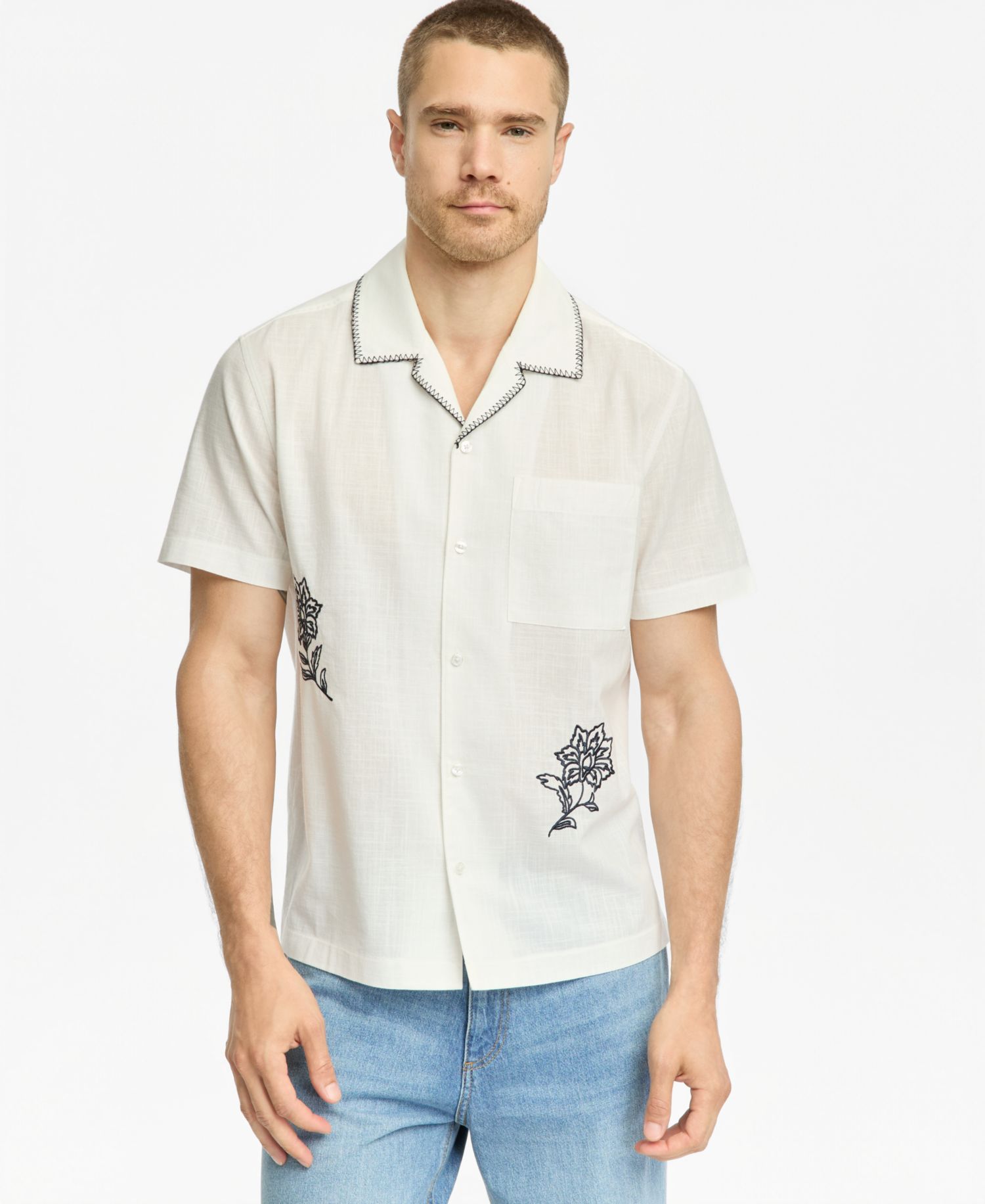Men's Nicholas Embroidered Camp Shirt