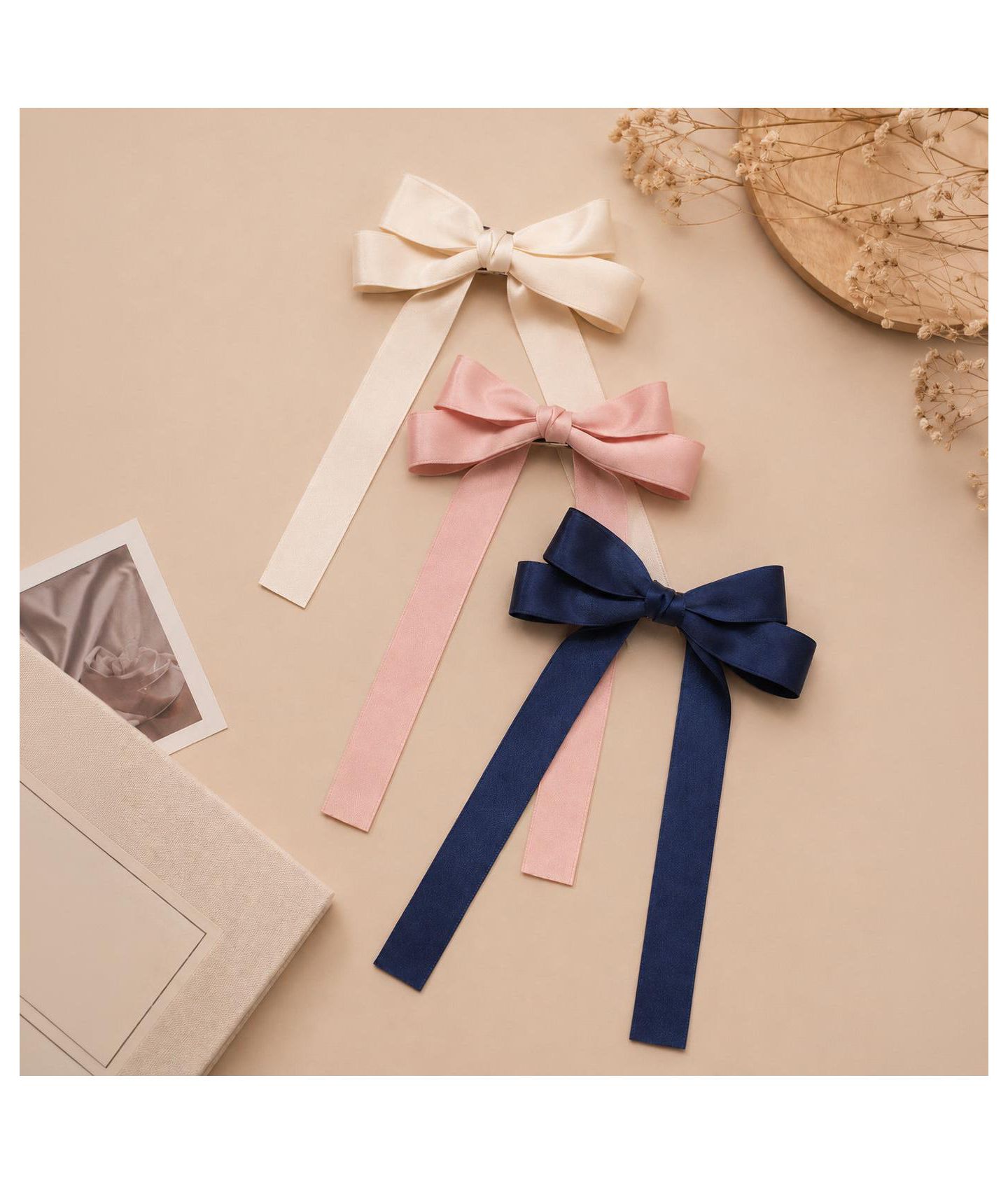Аксессуары для волос Puttisu Classic Long Ribbon Bow Clip Gift Set для девочек, цвет: Пудровый розовый — фото 8