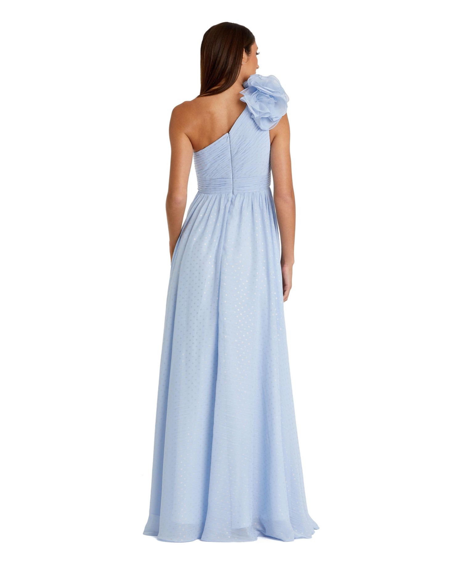 Women's Polka Dot Ruffled One Shoulder Gown