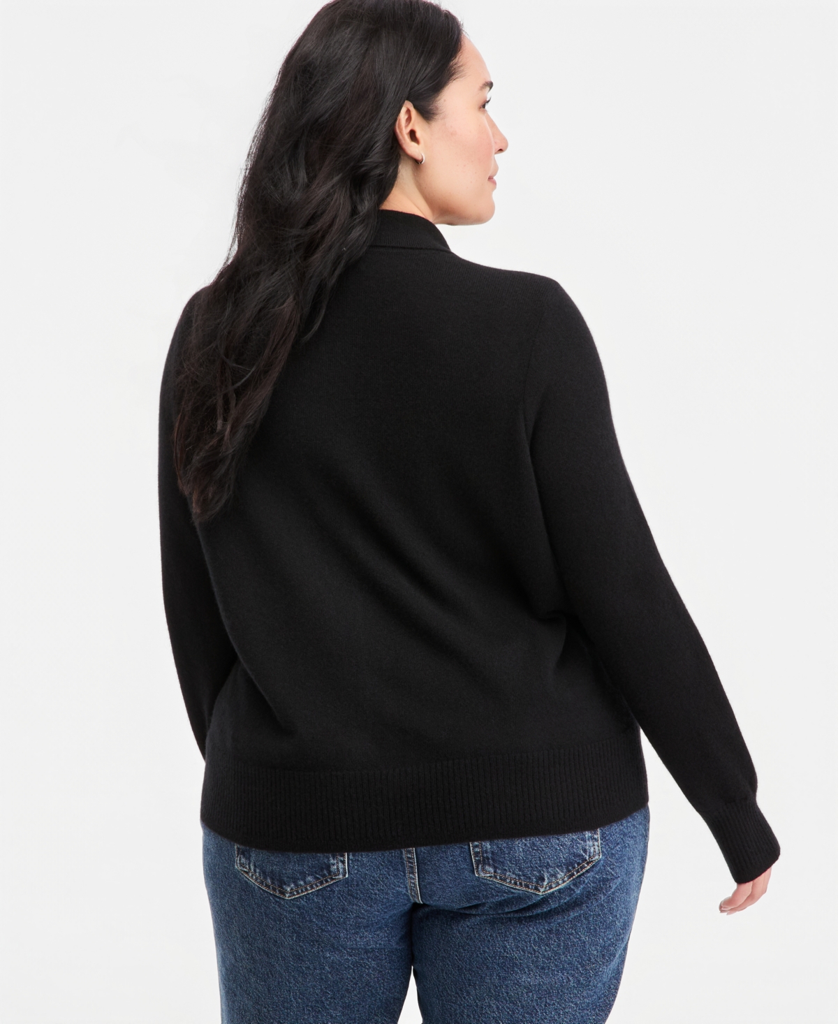 Charter Club Plus 100% Cashmere High-Rib Embellished Cardigan, Macy's Exclusive