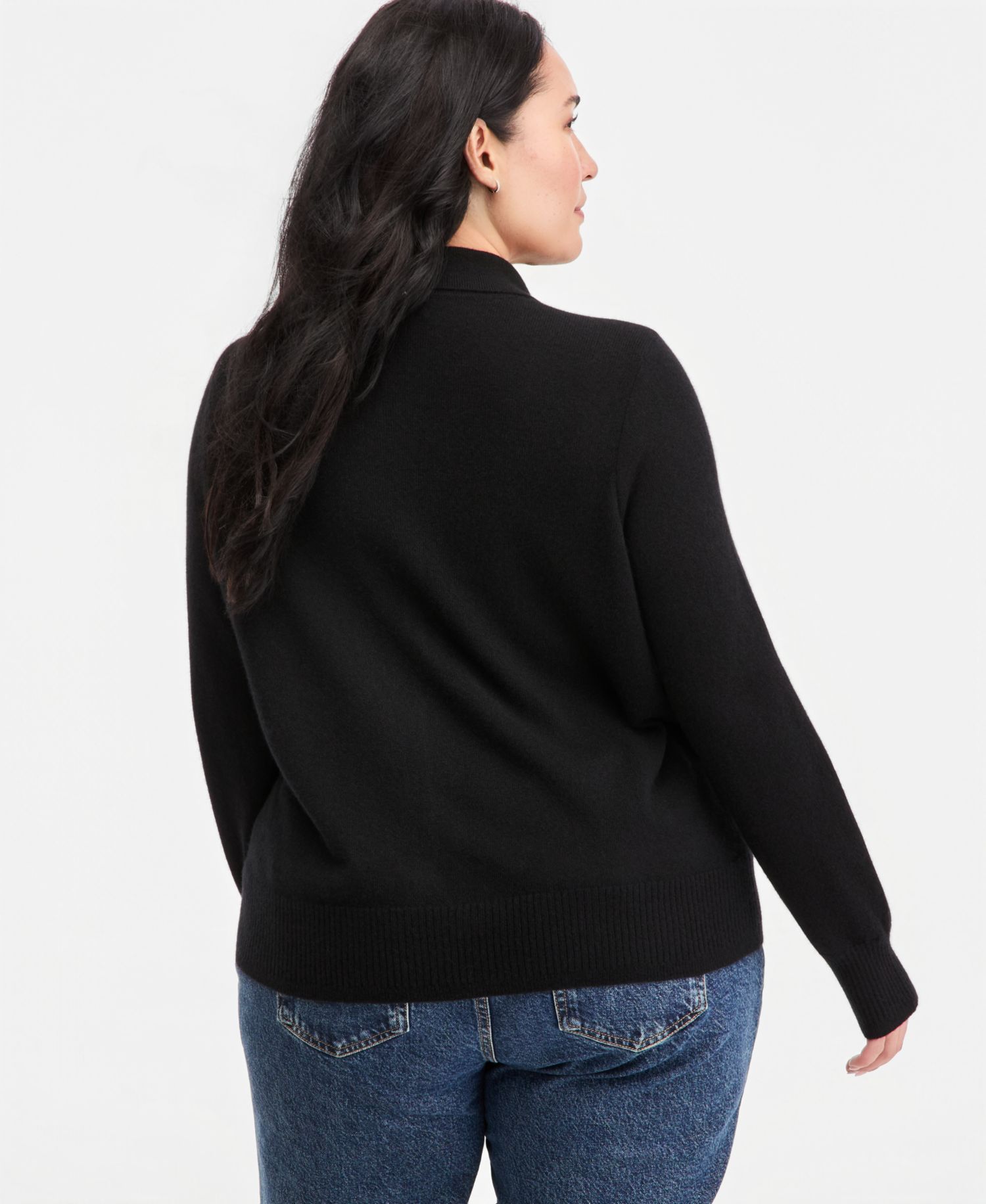 Plus Size 100% Cashmere High-Rib Embellished Cardigan