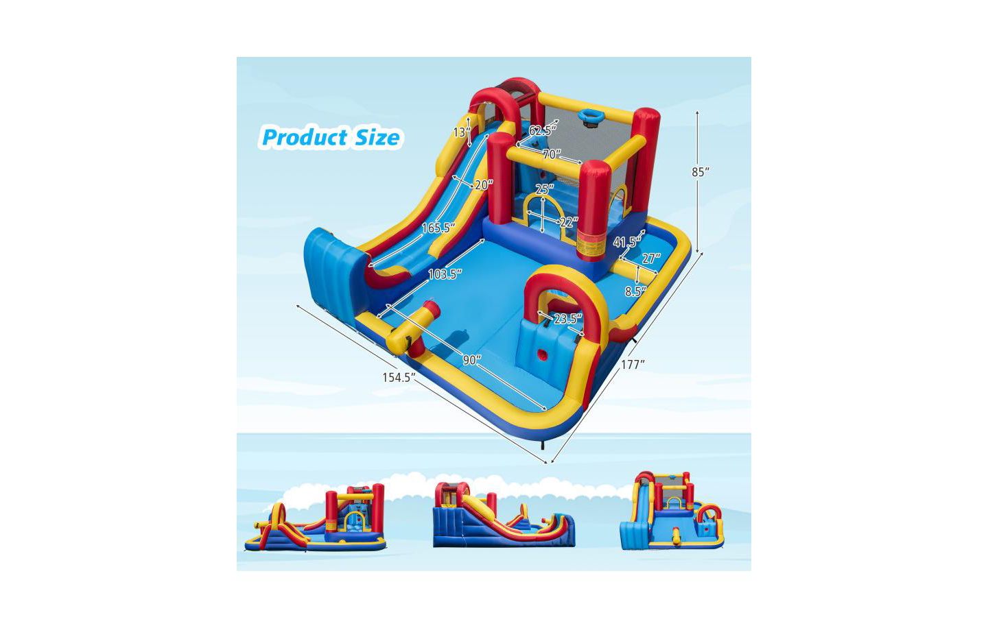 Детская игрушка Slickblue Inflatable Water Slide Bounce House 7-in-1 with 680W Blower, Accommodates Up to 3 Children, Ages 3+, цвет: Красный / Жёлтый — фото 2