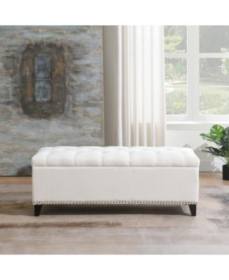 47.5" Beige Teddy Fabric Storage Ottoman