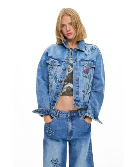 Женские куртки Desigual Women's Embroidered denim jacket 100% cotton
