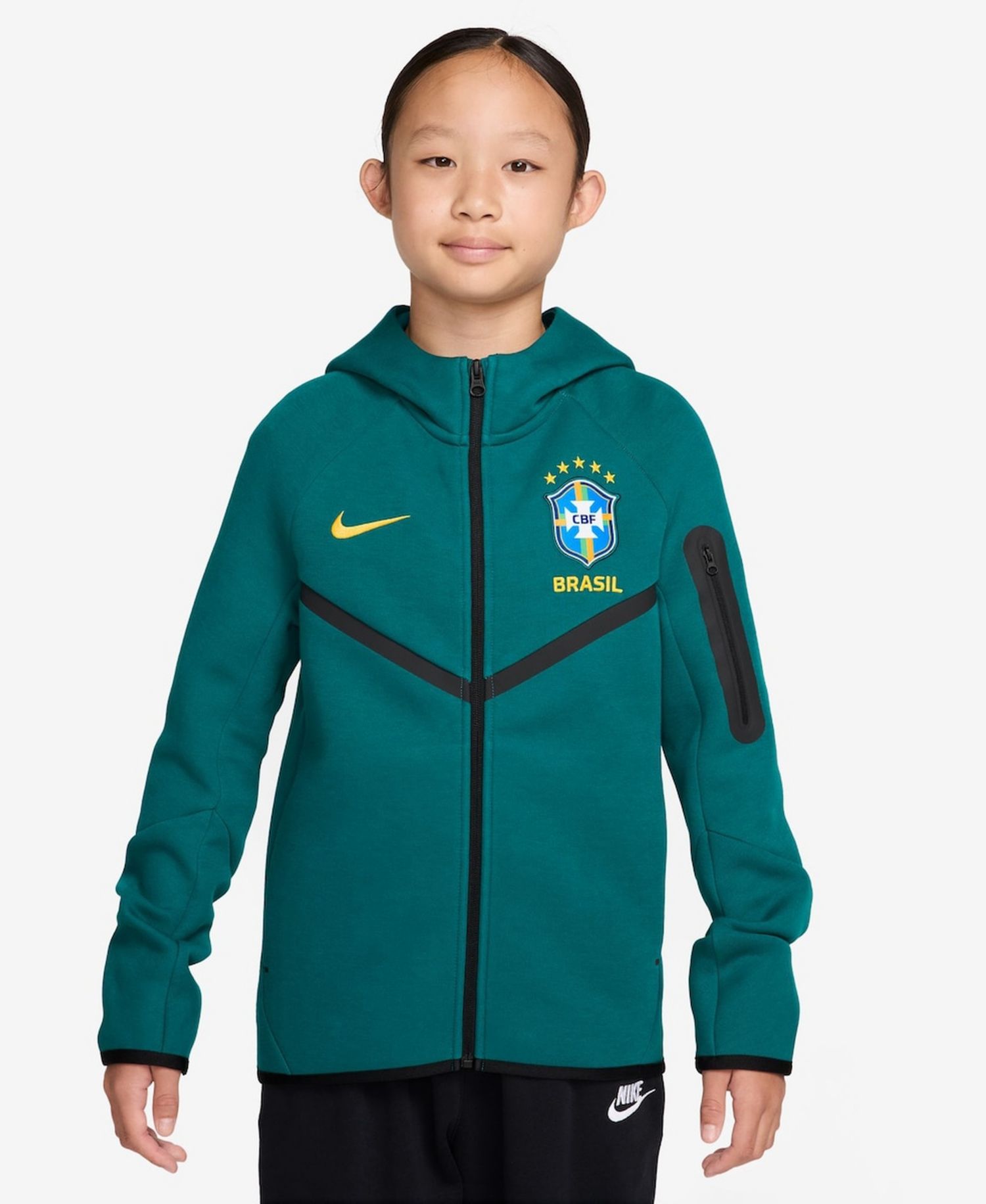 Big Boys and Girls Green Brazil National Team Tech Fleece Full-Zip Hoodie