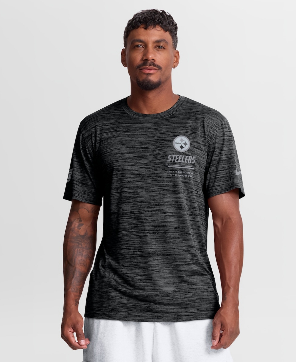Nike Men's Black Pittsburgh Steelers Sideline Double Covered Dri-fit Velocity T-Shirt - Black