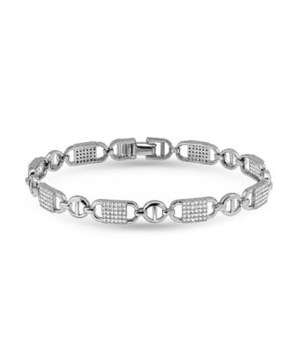 Pave Cubic Zirconia Lock Style Designer Inspired Bracelet 