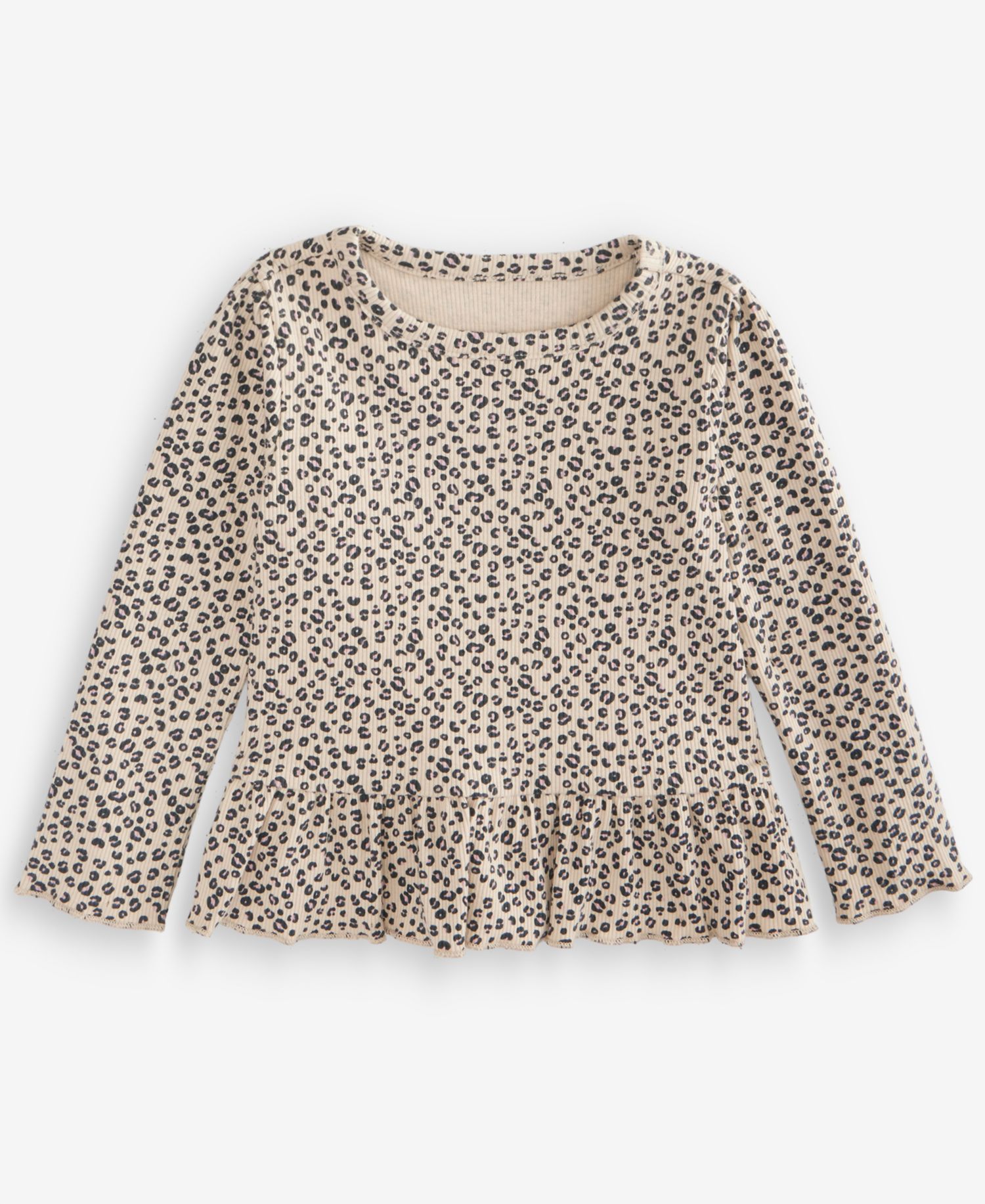 Baby Girls' 3M-24M Mix & Match Long-Sleeve Leopard-Print Peplum Top