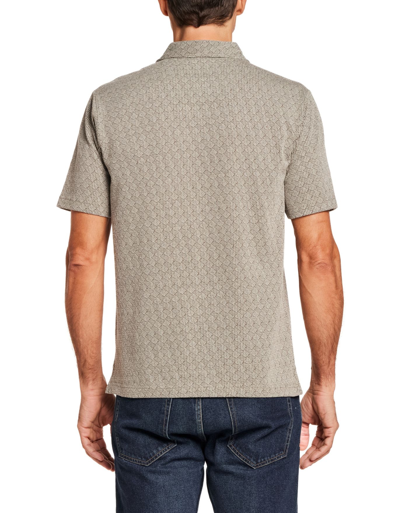Мужское поло Weatherproof Vintage Short-Sleeve Diamond Jaquard Polo Shirt, цвет: Бежевый — фото 4