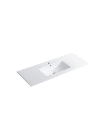 47.8 Inch Ceramic Bathroom Sink Top, Rectangular Vanity Basin, Smooth Easy-Clean Countertop for Single Vanity