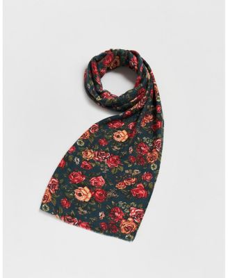 Roses Teal Pashmina Scarf