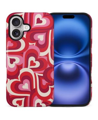 Case for iPhone 17, 2-in-1 Dual-Layer Shockproof Protection, Cute Heart Print Glossy Case