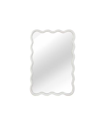 Wavy Rectangle Decorative Wall Mirror Solid Wood Framed Hanging Mirror for Home Bedroom Bathroom Entryway Living Room