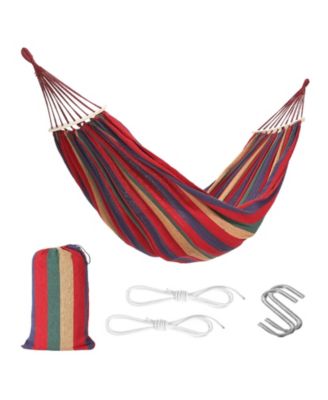 Portable Double Camping Hammock with Tree Straps and Anti-Roll Balance Beam - 500lbs Capacity - Ideal for Patio, Backyard