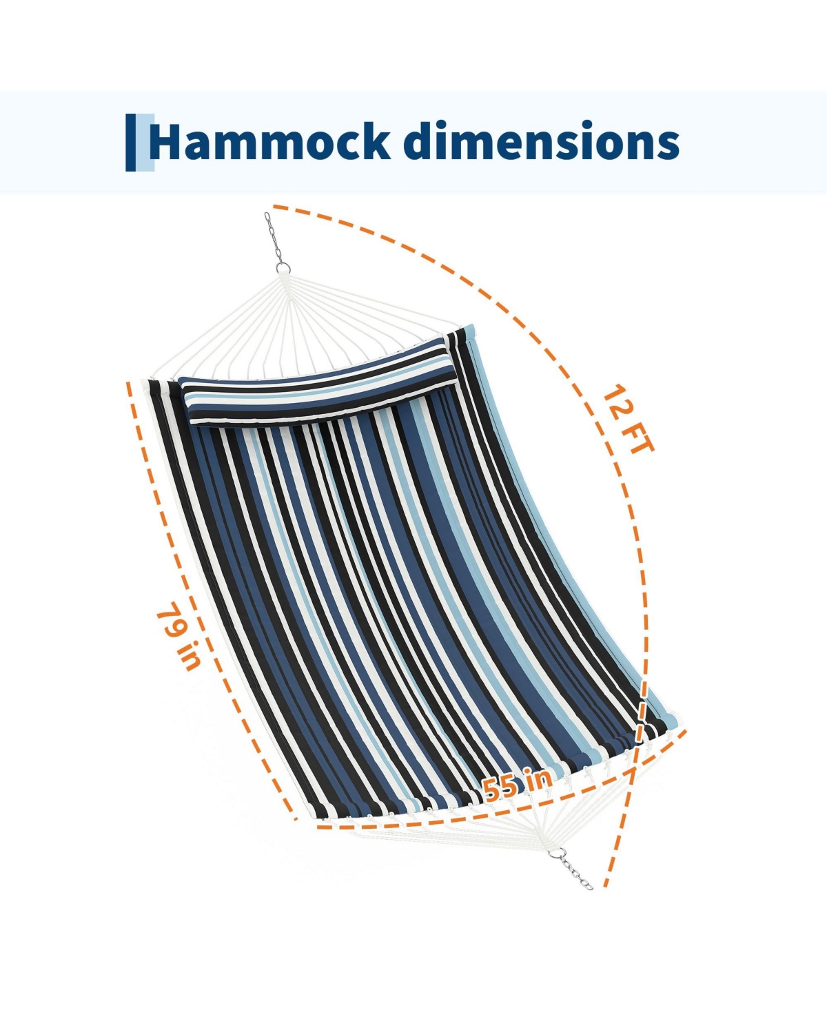 gaomon Durable double quilted hammock for 2 with curved spreader bar, pillow, and pockets, supports 450 lbs-perfect backyard lounging.