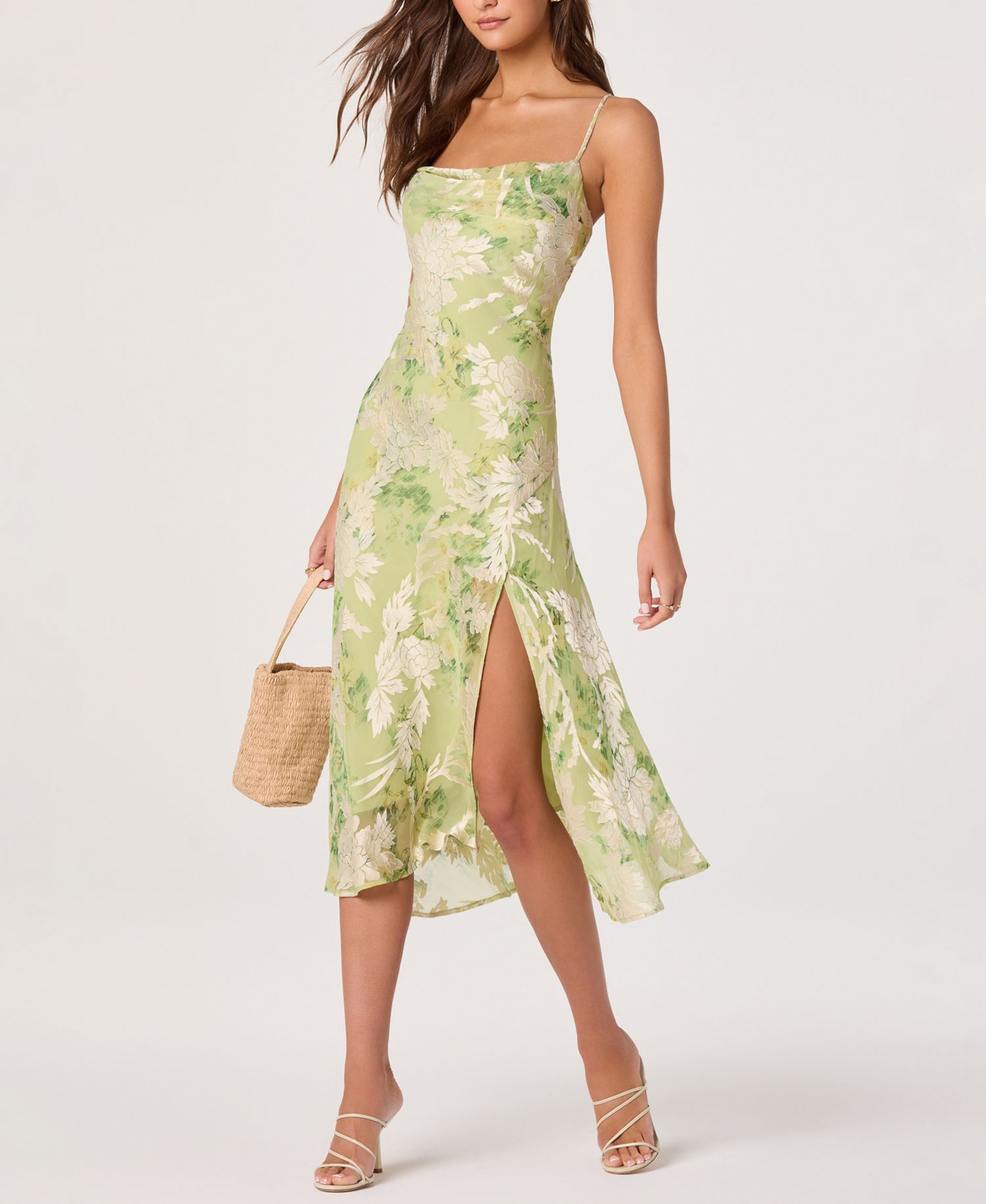 Women's Gaia Printed Cowl Neck Sleeveless Midi Dress