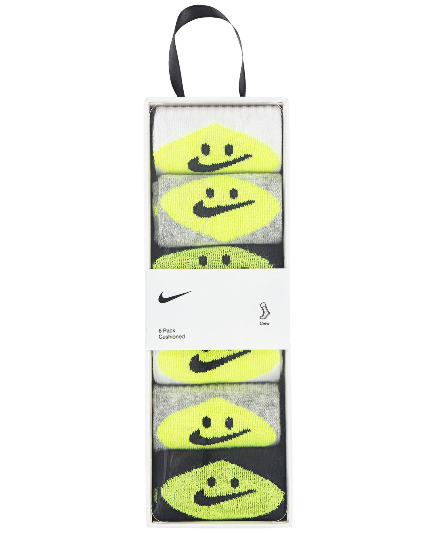 Детские носки Nike Smiley Dri-Fit, набор из 6 пар, 4-7, цвет: Серый меланжевый — фото 3