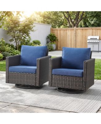 Patio Chairs Wicker Swivel Rocker Set of 2 Heavy Duty Patio Furniture Set Wicker Outdoor Swivel Rocking Chairs