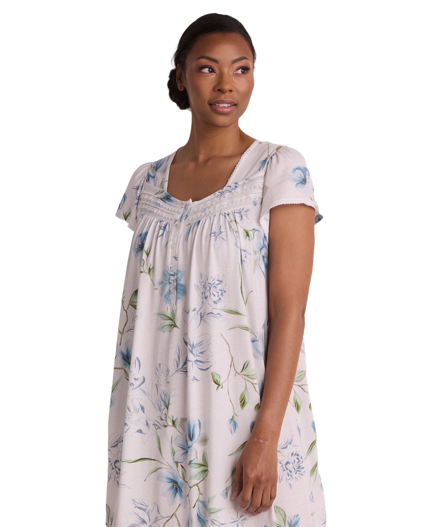 Women's Short-Sleeve Square Neck Long Gown