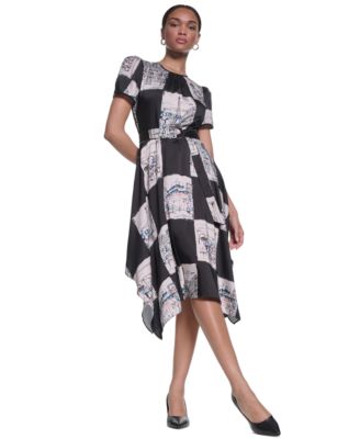 black white dress shop Eva | Black & White Bardot Bow Detail Maxi Dress With Thigh Split
