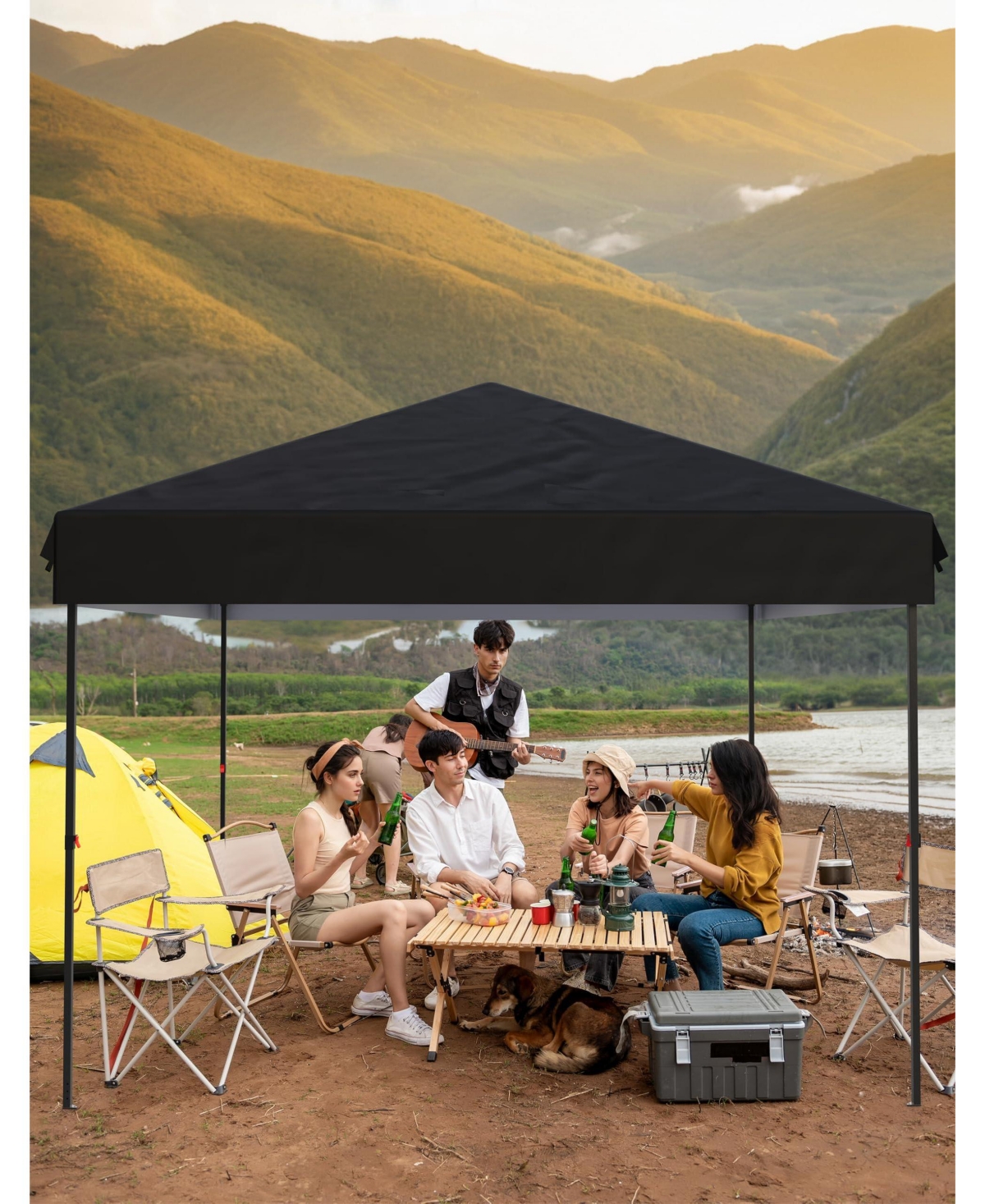 gaomon 10 x Feet Pop Up Canopy Tent with Sidewalls, Wheeled Carry Bag, Steel Frame and Silver-Coated Oxford Top