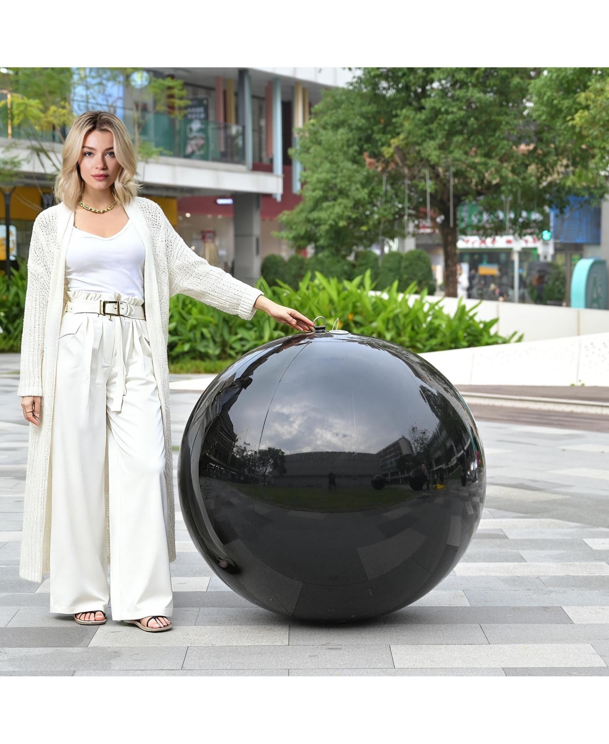 Yescom 39 inch Big Shiny Inflatable Mirror Ball Giant Reusable Pvc Balloon for Large Disco Party Wedding Event Stage Decoration