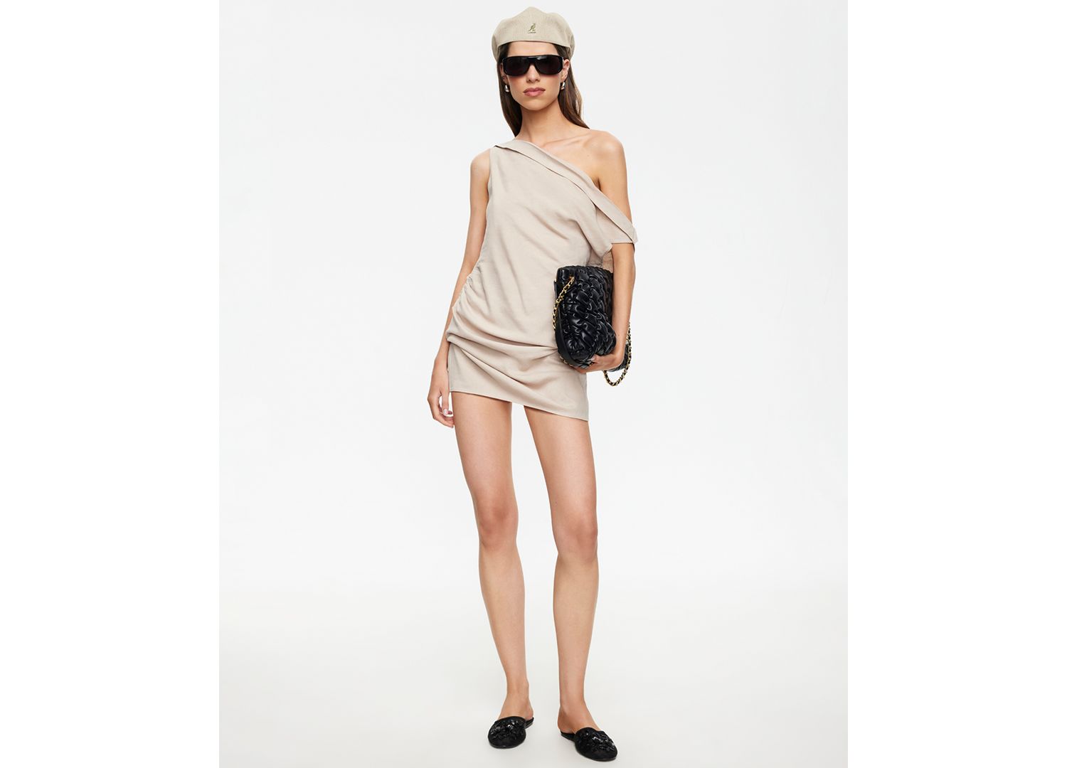 Women's Linen Asymmetric One-Shoulder Mini Dress