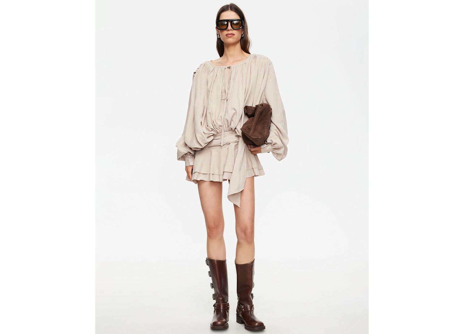 Women's Long-Sleeve Crewneck Mini Dress