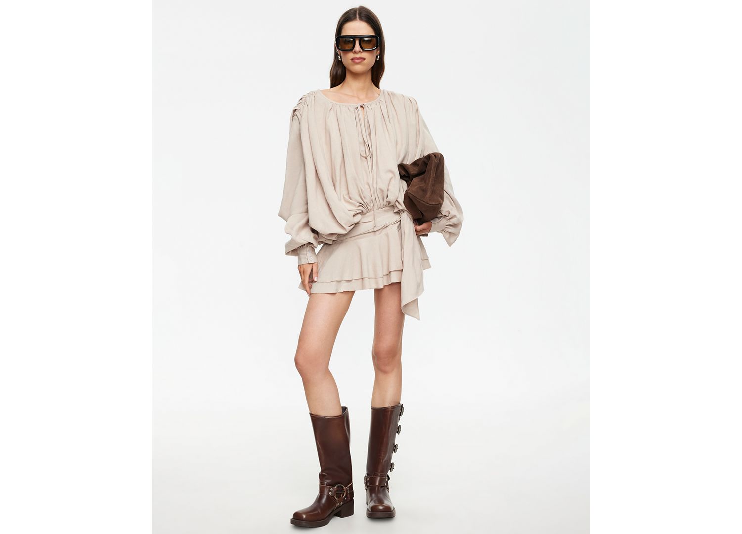 Women's Long-Sleeve Crewneck Mini Dress