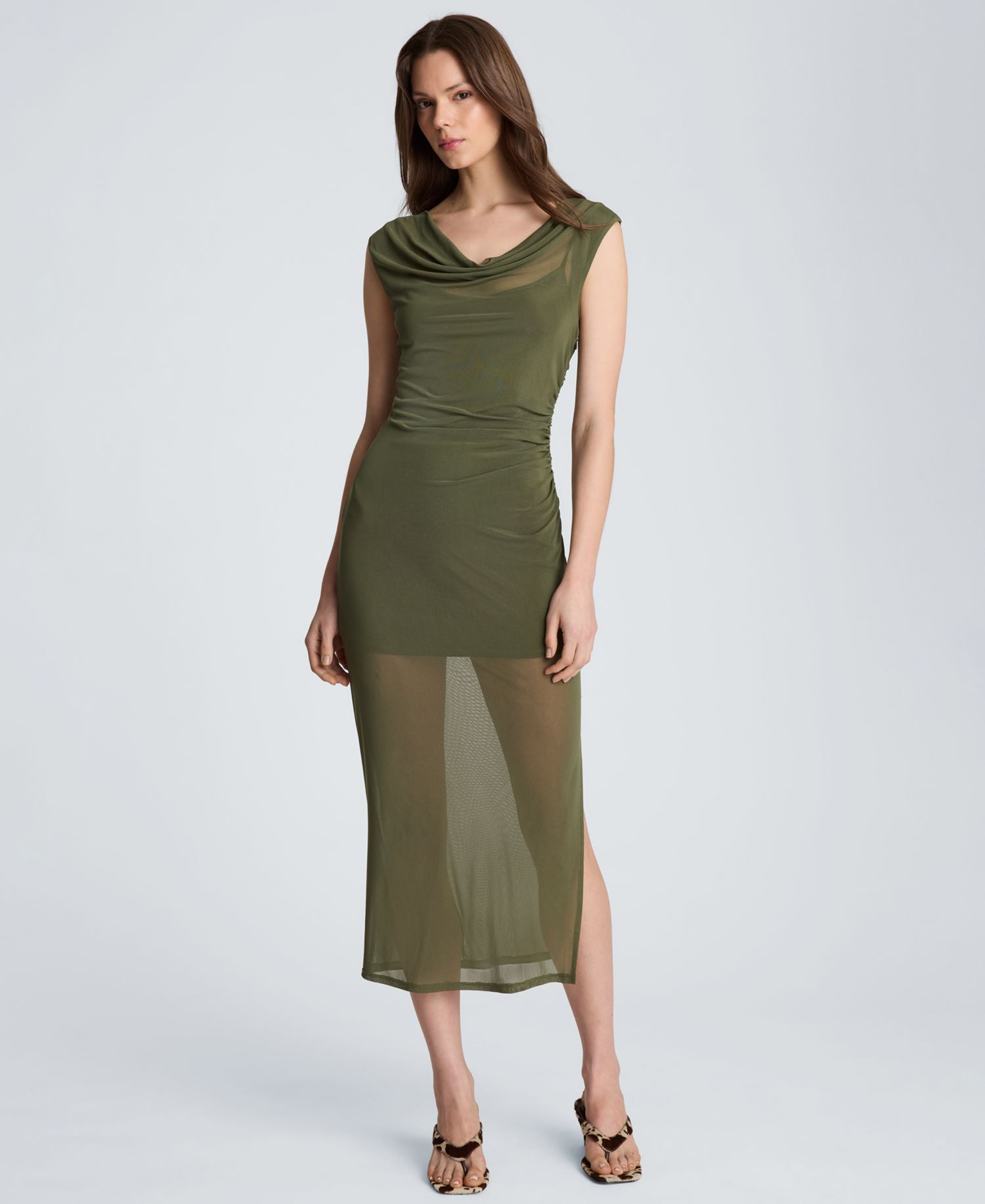 Women's Sleeveless Cowl Neck Midi Dress