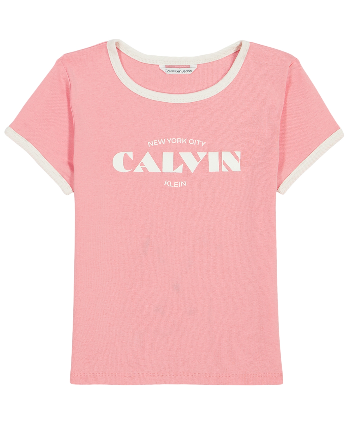 Calvin Klein Girls' 7-16 Logo Short-Sleeve T-Shirt - Pink Icing