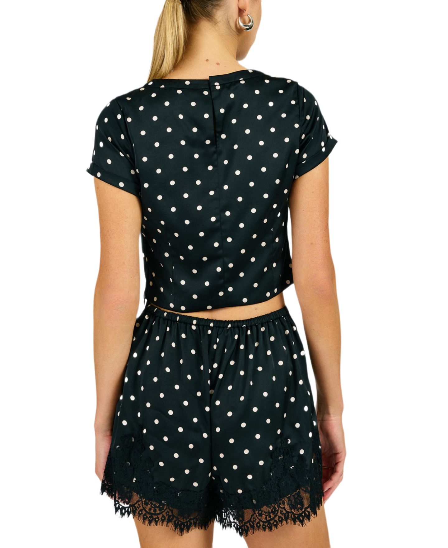 Женский топ Line & Dot Sophie Polka Dot Crewneck Short-Sleeve, цвет: Чёрный — фото 5