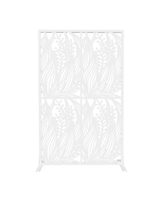 Metal Privacy Screen Outdoor Indoor Freestanding Divider with Leaf Shape Design