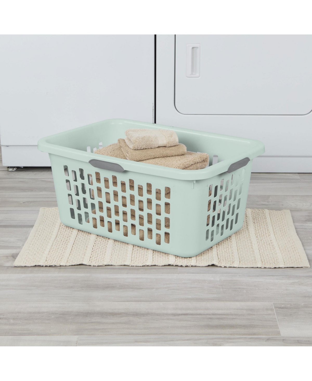 Sterilite Laundry Basket, 2 Bushel Plastic Hamper with Handles, Mint, 6 Pack