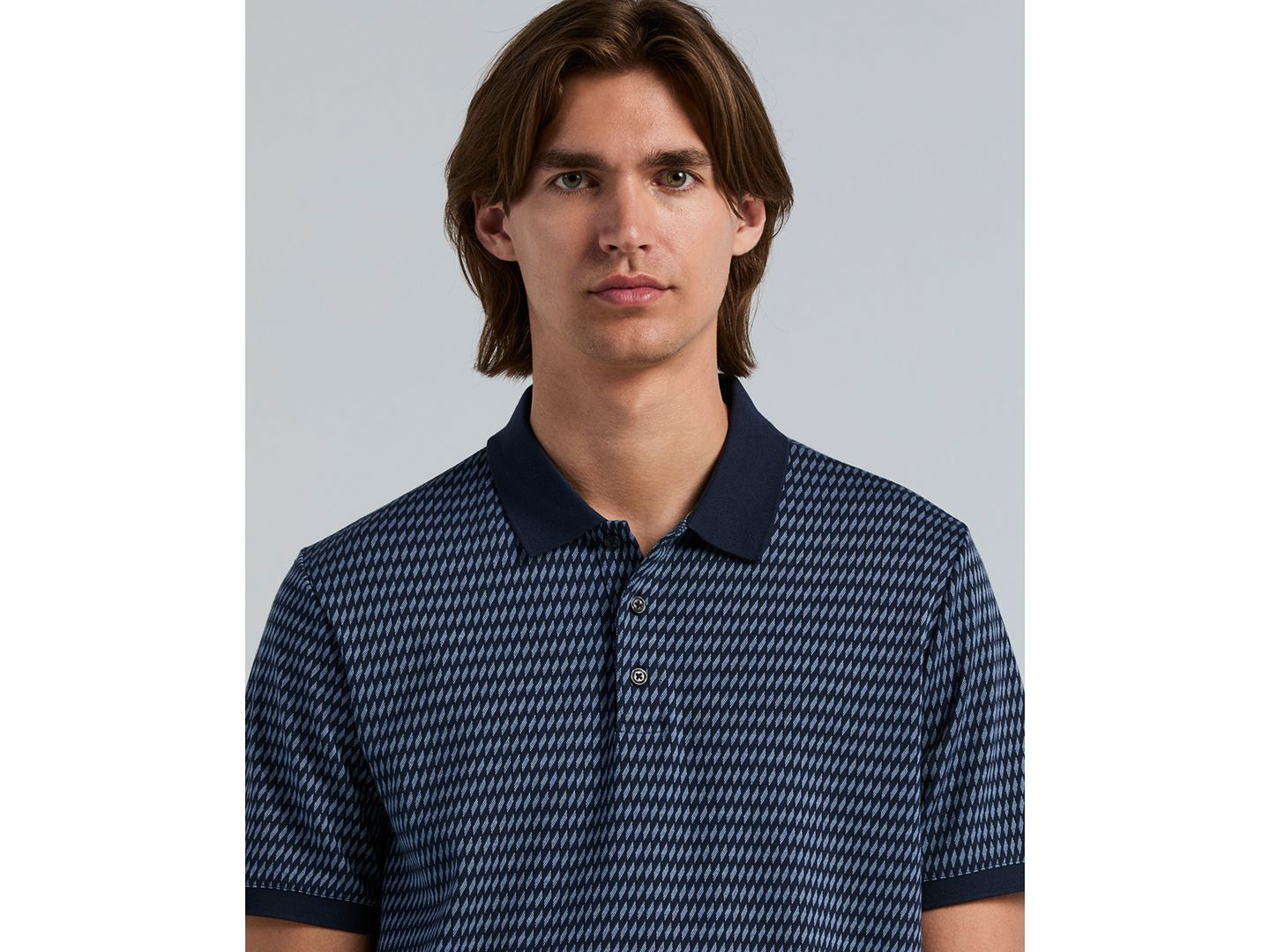 Мужское поло Perry Ellis Jacquard Cotton Stripe Polo Shirt, цвет: Тёмный сапфировый — фото 3