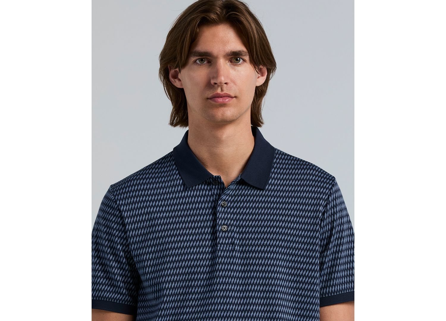 Men's Jacquard Cotton Stripe Polo Shirt