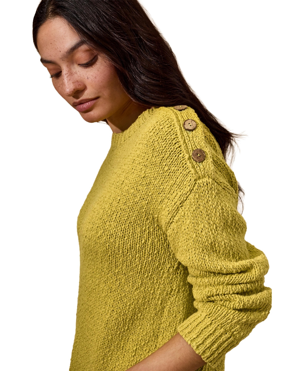 Celtic & Co. Women's Slub Knit Button Detail Sweater