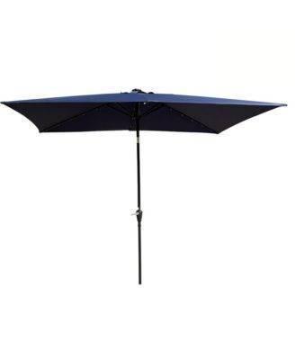 10 x 6.5 FT Solar LED Patio Umbrella with Crank Tilt for Outdoor Dining