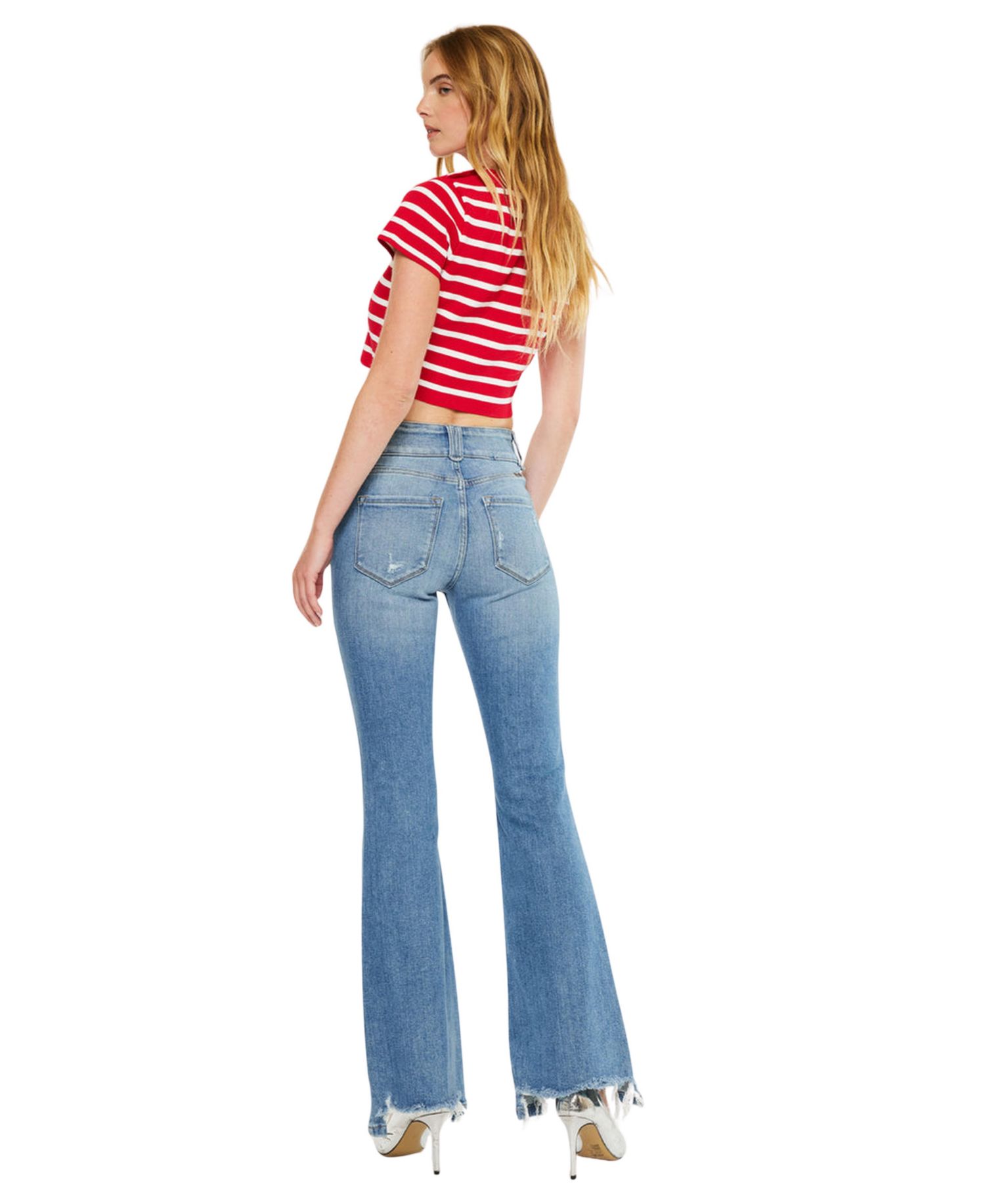 Women's Giselle High Rise Distressed Flare Jeans