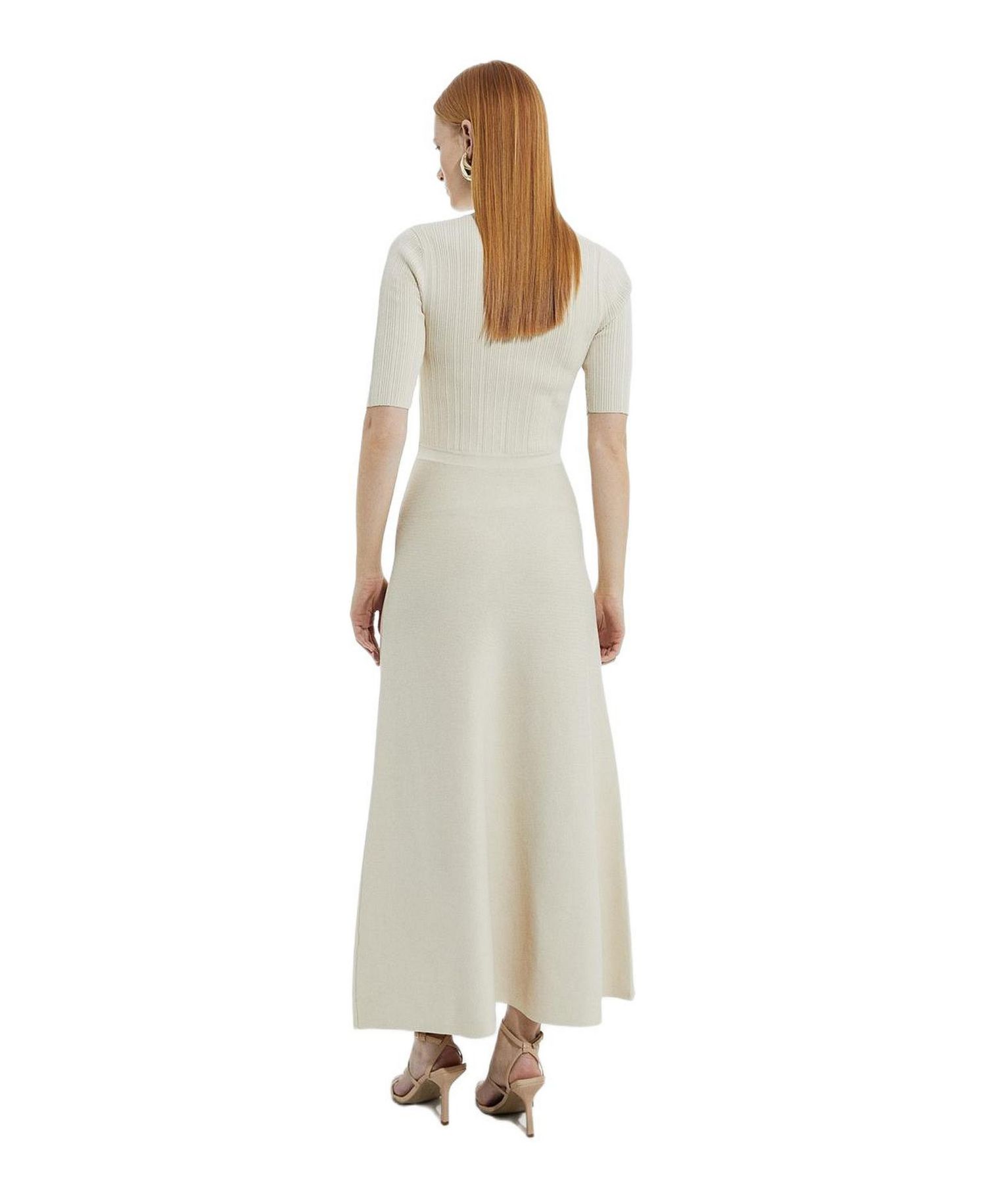 Women's Rib Knit Military Trim Maxi Dress