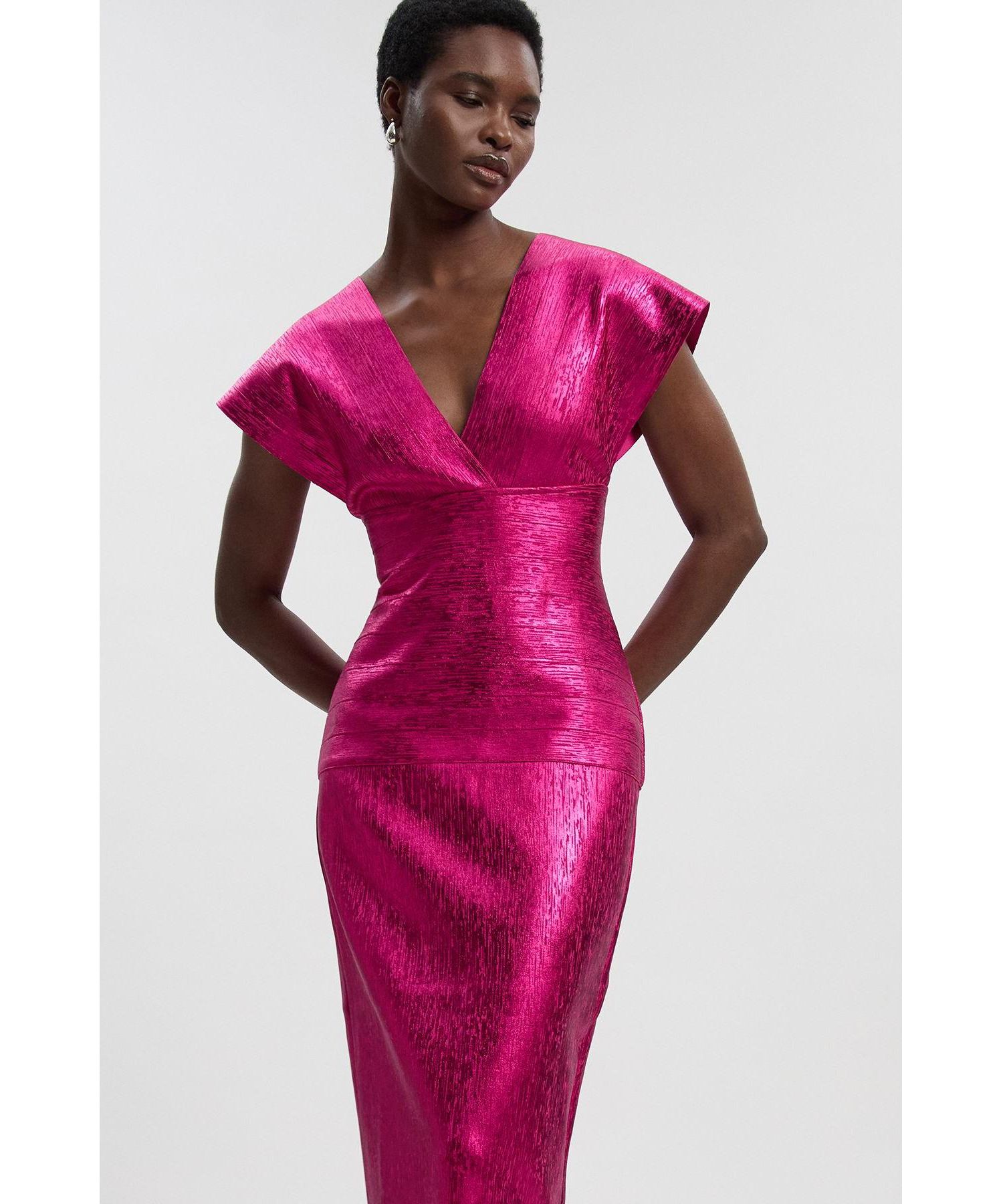 Women's Deep V-Neck Angel Sleeve Maxi Dress