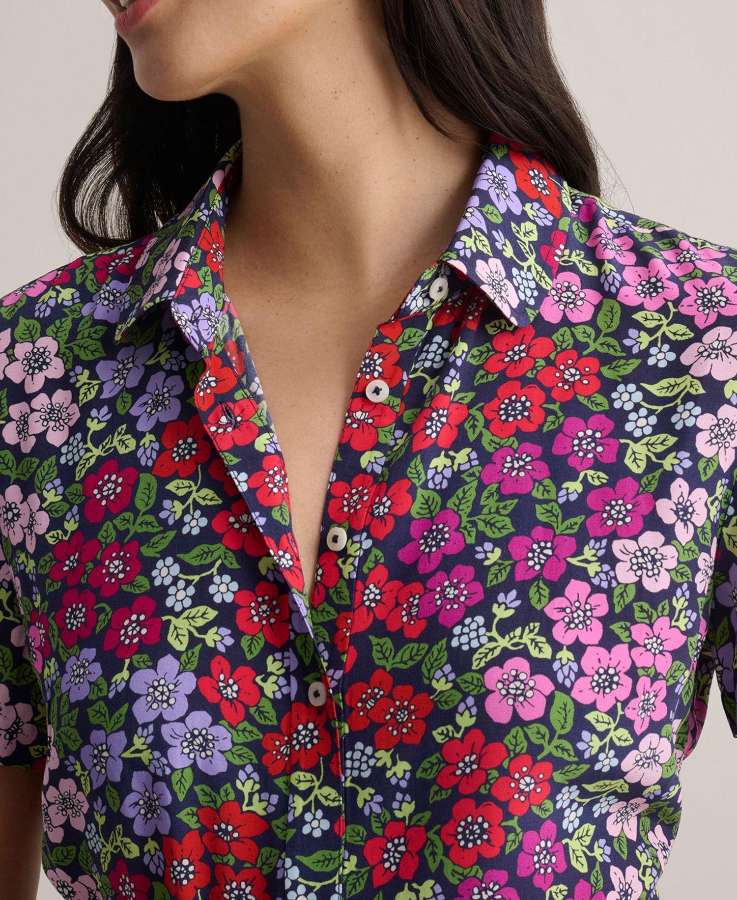 Women's Short-Sleeve Floral Annette Shirt Dress