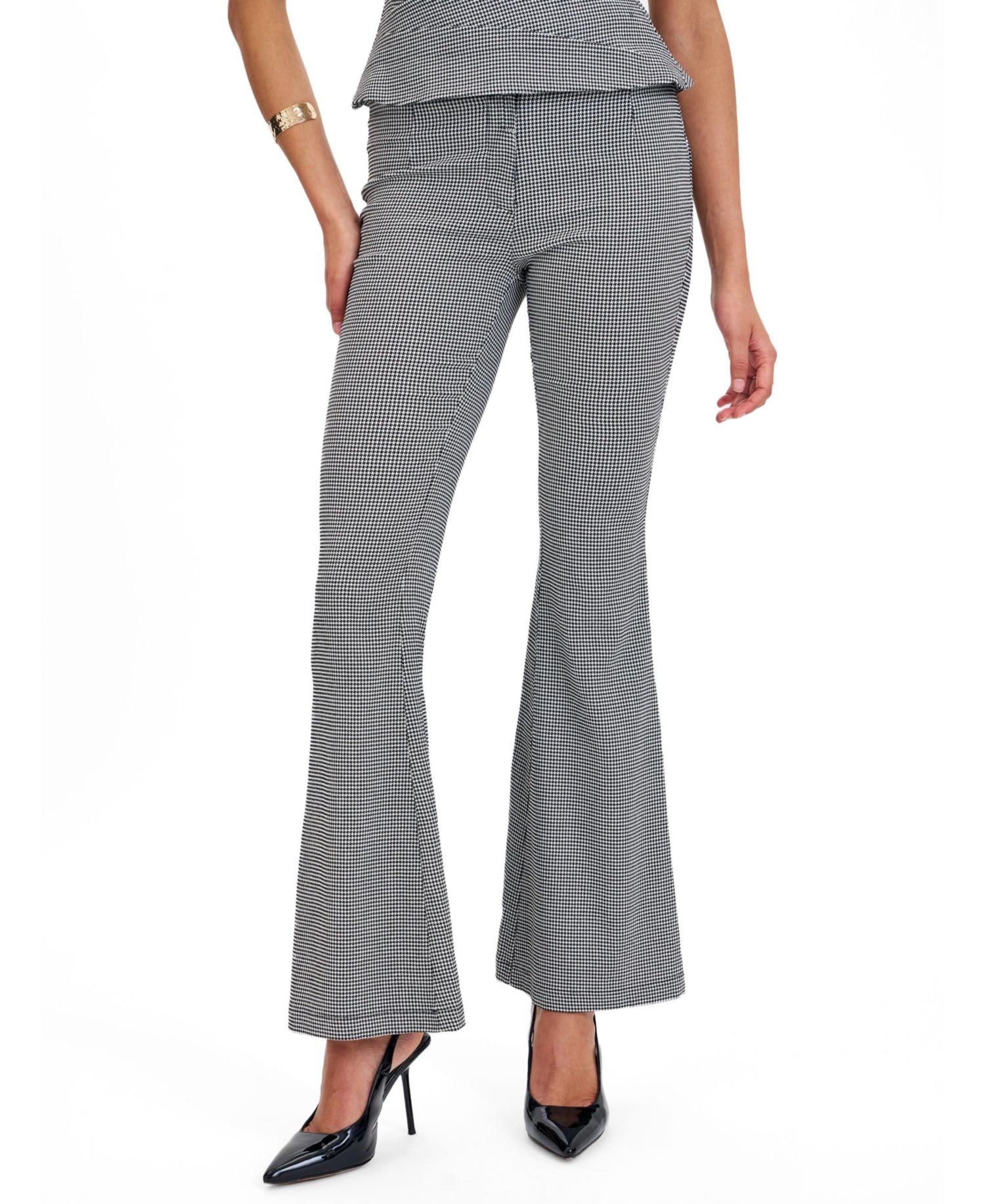Women's Ulli Micro-Houndstooth Flared Pants