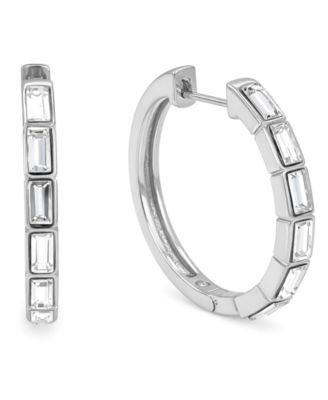 Crystal Baguette Hinged Hoop Earrings